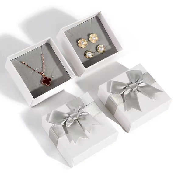 Jewelry Storage Gift Box For Necklace Ring Earrings With White Bow Women's