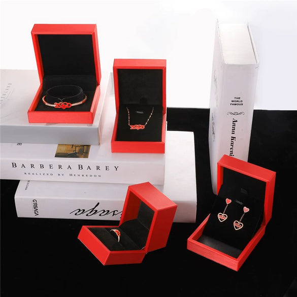Jewelry Storage Gift Box With White Bow For Necklace Ring Earrings