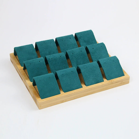 Jewelry Storage Rack Bamboo Wood Microfiber Square Highend