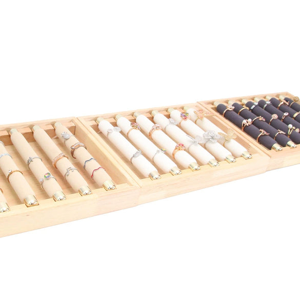 Jewelry Storage Tray Ring Display Tray Movable Ring Stick Display Props Flannel Solid Wood Rectangle Splicing