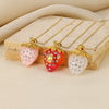 Jewelry Strawberry Fruit Pendant Stainless Steel Necklace Electroplated Cross Chain