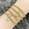 Jewelry Stylish Devil's Eye Bracelet Copper Goldplated Handmade Geometric Beaded Women's Zircon Electroplated