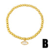 Jewelry Stylish Devil's Eye Bracelet Copper Goldplated Handmade Geometric Beaded Women's Zircon Electroplated