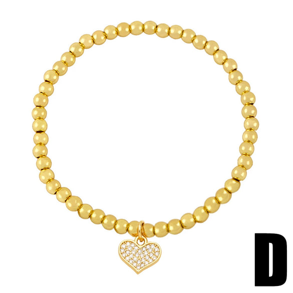 Jewelry Stylish Devil's Eye Bracelet Copper Goldplated Handmade Geometric Beaded Women's Zircon Electroplated