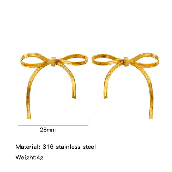 Jewelry Suit Bow Geometric Style Titanium Steel And Stainless Steel Blade Chain Electroplated