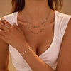 Jewelry Suit Stainless Steel Necklace Bracelet Geometric Tassel Pendant Electroplating