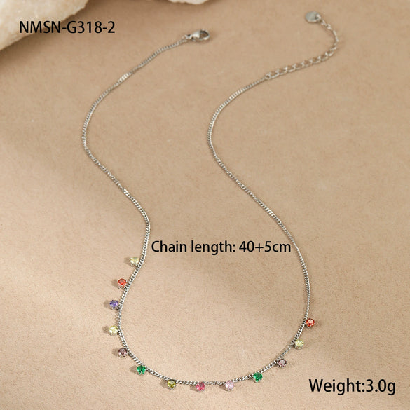 Jewelry Suit Stainless Steel Necklace Bracelet Geometric Tassel Pendant Electroplating