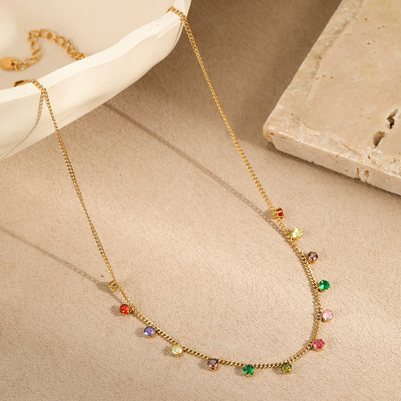 Jewelry Suit Stainless Steel Necklace Bracelet Geometric Tassel Pendant Electroplating