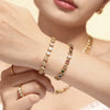 Jewelry Suit 316L Stainless Steel Chain Pattern Mixed Color 3A Zircon Pvd Vacuum Plating Bracelet And Necklace