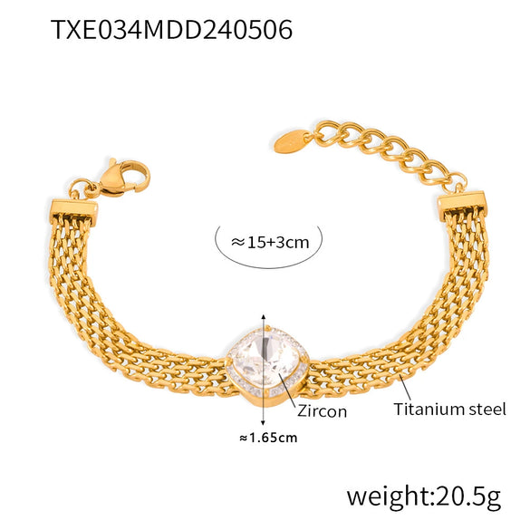 Jewelry Suit 316L Stainless Steel Inlaid Zircon Electroplating Chain Style Pendant Niche Design