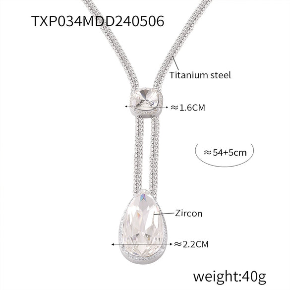 Jewelry Suit 316L Stainless Steel Inlaid Zircon Electroplating Chain Style Pendant Niche Design