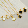 Jewelry Suit Titanium Steel 18K Gold Plated Clover Natural Shell For Women
