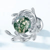 Jewelry Suit Women's S925 Silver Stud Earrings With Water Grass Agate Stone Geometric Design