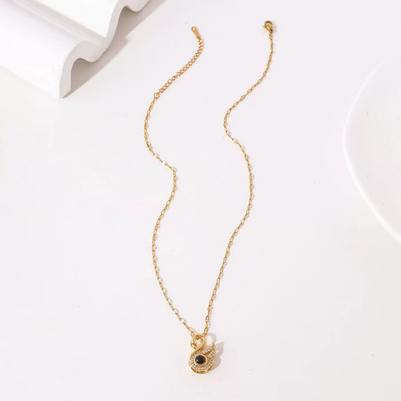 Jewelry Swan Clavicle Chain Pendant Brass Titanium Steel Geometric Natural Diamond