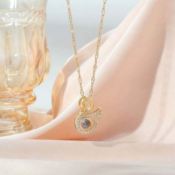 Jewelry Swan Clavicle Chain Pendant Brass Titanium Steel Geometric Natural Diamond