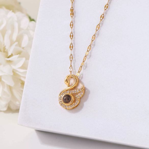 Jewelry Swan Clavicle Chain Pendant Brass Titanium Steel Geometric Natural Diamond