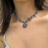 Jewelry Sweet Irregular Turquoise Plastic Ball Chain Collarbone Necklace With Geometric Design And Electroplating Treatment For Women