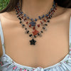 Jewelry Sweet Irregular Turquoise Plastic Ball Chain Collarbone Necklace With Geometric Design And Electroplating Treatment For Women