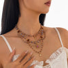 Jewelry Sweet Style Alloy Imitation Crystal Acrylic Diamond Star Shape Electroplated Tassel Pendant Clavicle Chain