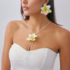 Jewelry Sweet Style Flower Leather Wax Thread Handmade Necklace And Earrings