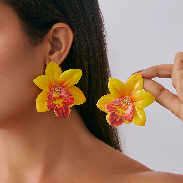 Jewelry Sweet Style Flower Leather Wax Thread Handmade Necklace And Earrings