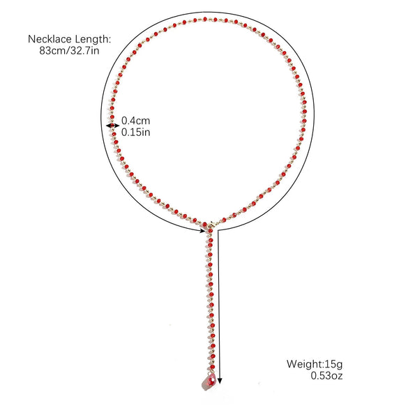 Jewelry Tassel Beaded Clavicle Chain Artificial Crystal Drop Shape Geometric Necklace For Women