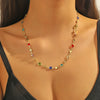 Jewelry Tassel Beaded Clavicle Chain Artificial Crystal Drop Shape Geometric Necklace For Women