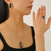 Jewelry Threepiece Set Alloy Geometric Triangle Leopard Print Electroplating For Women