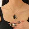 Jewelry Threepiece Set Alloy Geometric Triangle Leopard Print Electroplating For Women
