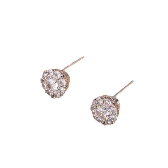 Jewelry Threepiece Set Copper Inlaid Zircon Light Luxury Style With Flower Pattern
