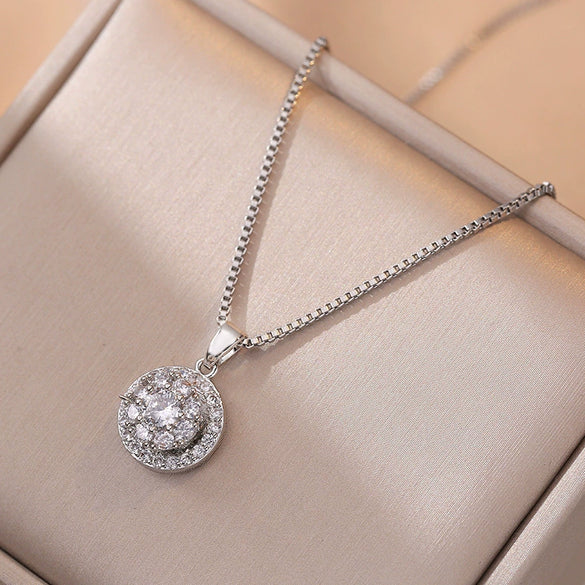 Jewelry Threepiece Set Copper Inlaid Zircon Light Luxury Style With Flower Pattern