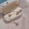 Jewelry Threepiece Set Copper Inlaid Zircon Light Luxury Style With Flower Pattern