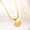 Jewelry Threepiece Set Retro Baroque Style Stainless Steel Pearl Titanium Steel Leaf Electroplated