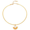 Jewelry Threepiece Set Retro Baroque Style Stainless Steel Pearl Titanium Steel Leaf Electroplated