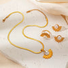 Jewelry Threepiece Set Retro Baroque Style Stainless Steel Pearl Titanium Steel Leaf Electroplated