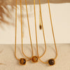 Jewelry Tiger Eye Stone Inlay 316L Stainless Steel Electroplating Fashion Geometric Women's Earrings Pendant Necklace