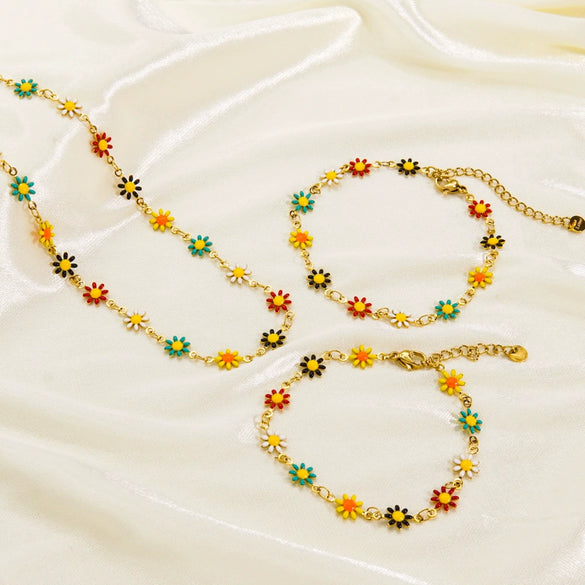 Jewelry Titanium Steel And Stainless Steel With Geometric And Floral Patterns Dripping Oil Handmade Chain