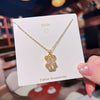 Jewelry Titanium Steel Bear Geometric Mixed Gem Inlay Diamond Necklace For Women
