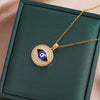 Jewelry Titanium Steel Blue Eyes Pendant Ochain Necklace Geometric Mixed Gem Inlay Electroplating Unisex