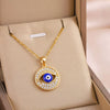 Jewelry Titanium Steel Blue Eyes Pendant Ochain Necklace Geometric Mixed Gem Inlay Electroplating Unisex