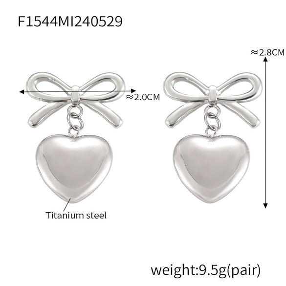 Jewelry Titanium Steel Bow Joker Style Electroplated Pendant Earrings