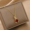 Jewelry Titanium Steel Bunny Ruby Pendant Necklace With Geometric Style Electroplating And Mixed Gem Inlay Ochain For Women