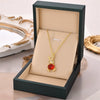 Jewelry Titanium Steel Bunny Ruby Pendant Necklace With Geometric Style Electroplating And Mixed Gem Inlay Ochain For Women