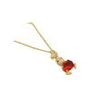 Jewelry Titanium Steel Bunny Ruby Pendant Necklace With Geometric Style Electroplating And Mixed Gem Inlay Ochain For Women