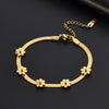 Jewelry Titanium Steel Chrysanthemum Love Water Drops Bell Pattern Necklace Earrings Bracelet Set For Women