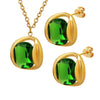 Jewelry 316L Stainless Steel Crystal Pendant Necklace Earrings Suit With Geometric Style And Inlay Process