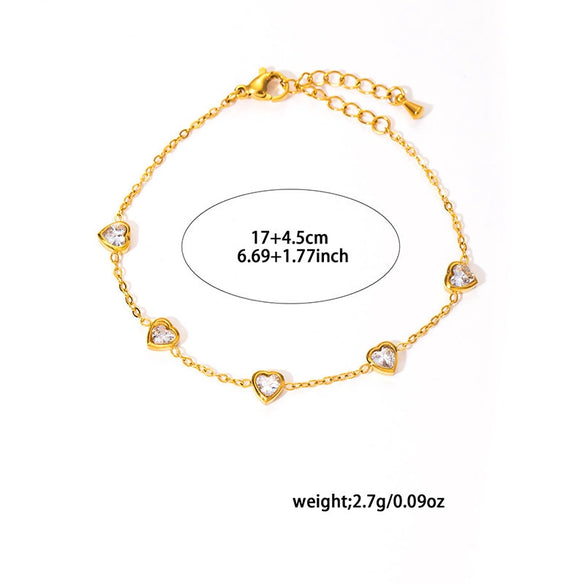 Jewelry Titanium Steel Diamondencrusted Love Necklace Earrings Bracelet Set For Women