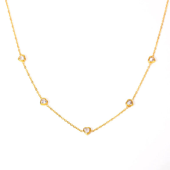 Jewelry Titanium Steel Diamondencrusted Love Necklace Earrings Bracelet Set For Women