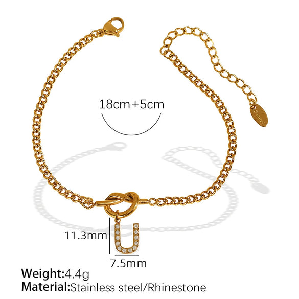 Jewelry 316L Stainless Steel Fashion Electroplated 26 Letter Bracelet Unisex Women's