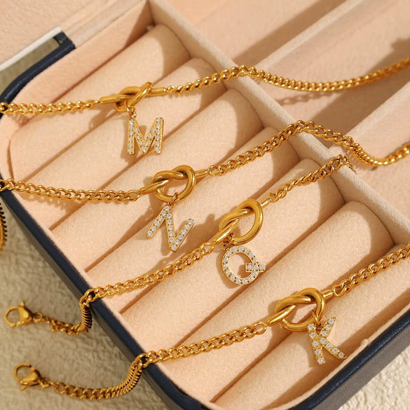 Jewelry 316L Stainless Steel Fashion Electroplated 26 Letter Bracelet Unisex Women's